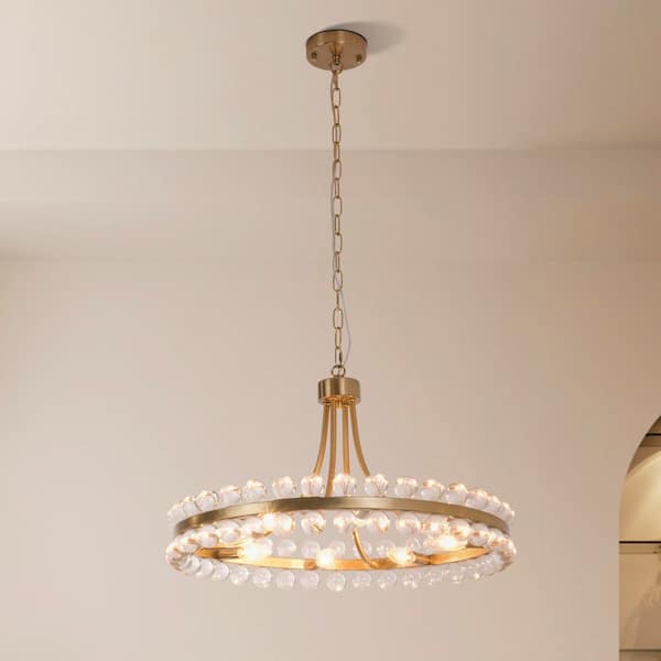 Jackson 8-Light 24 In. Brass Crystal Traditional Circle Dimmable Chandeliers Living Dining Foyer Lighting