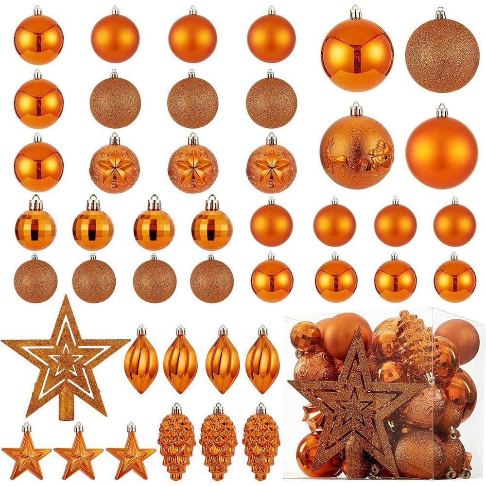43-Pack Shatterproof Orange Christmas Balls and Shapes, 10-Style Combo with Hanging Loops price history on PriceWatchPro
