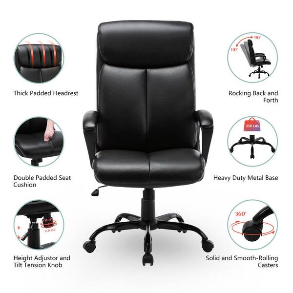 Bansa Rose Black High Back Office Chair, Leather Office Chair Cushion