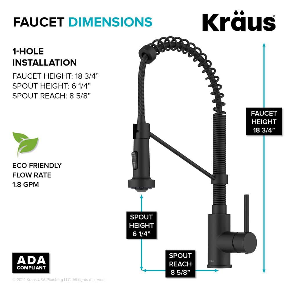 Matte Black Commercial Style Pull-Down Kitchen Faucet with Spray