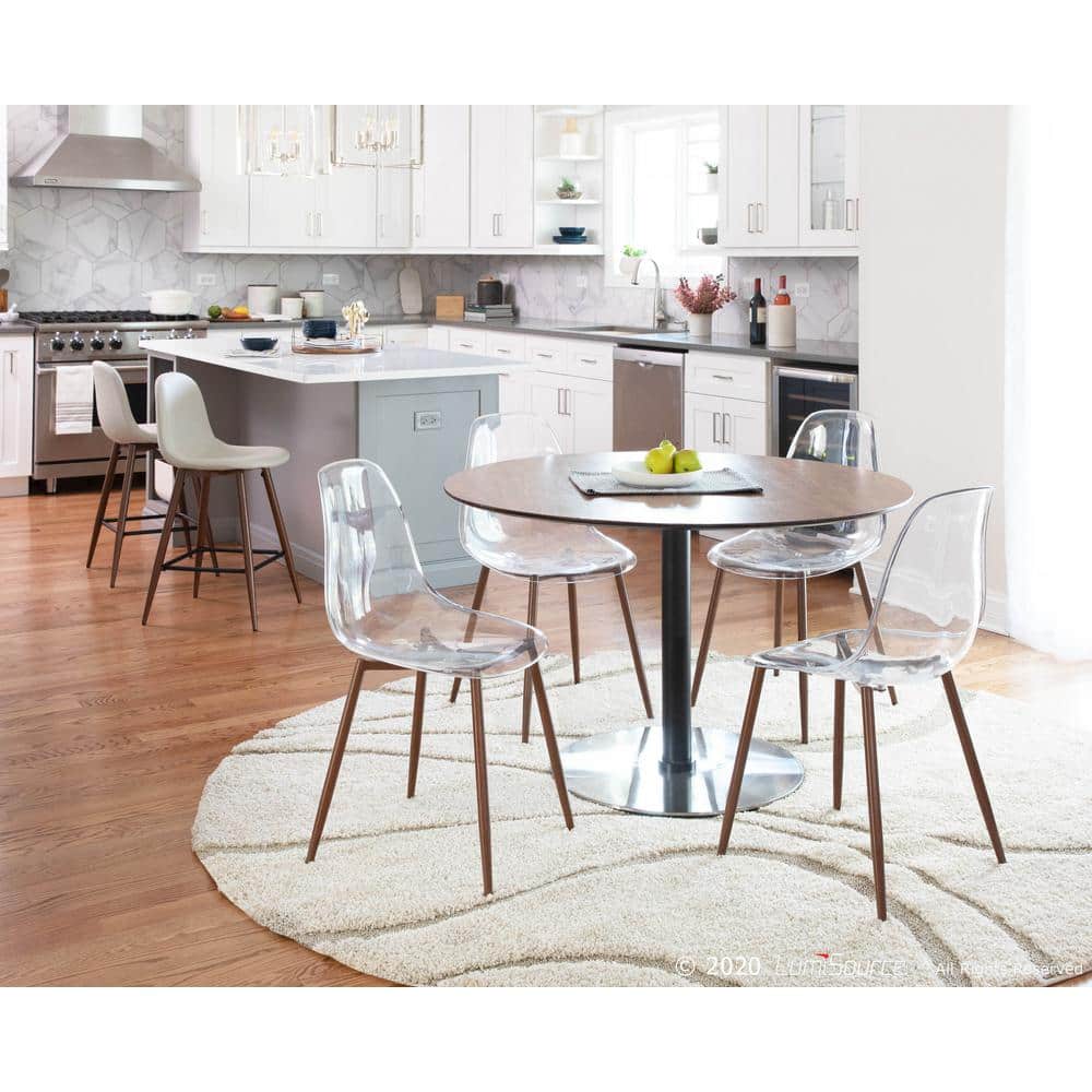 Clear Acrylic and Walnut Mid-Century Modern Side Chair