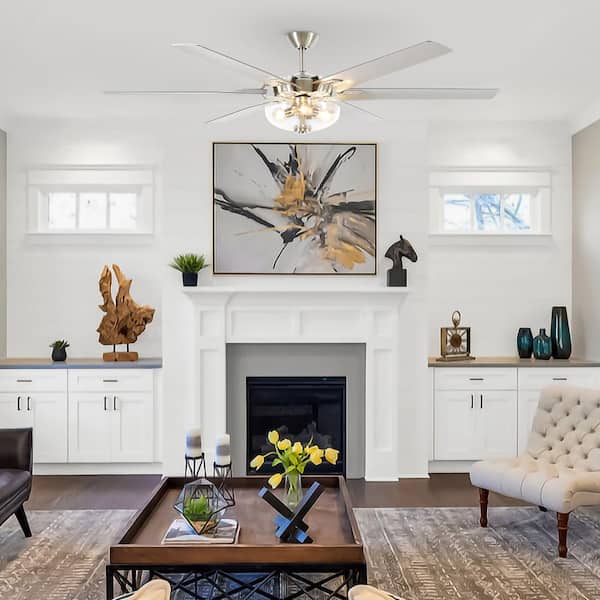 70 in. Indoor Brushed Nickel DC Motor Modern Ceiling Fan with Light Kit and Remote Control