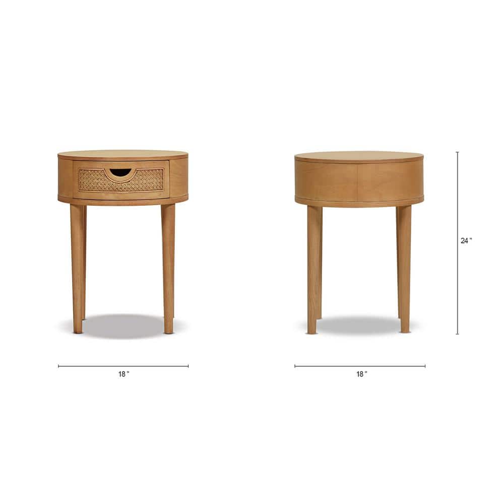 Cabana 18" Round Oak Wood Storage Accent Table