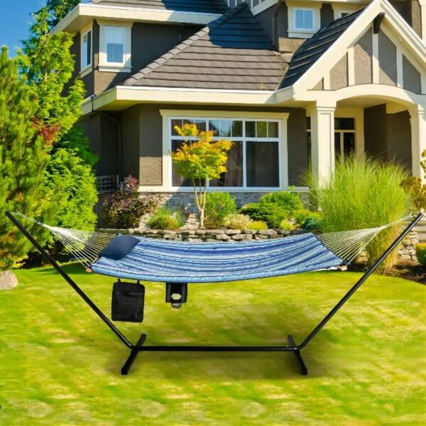 JEAREY Deluxe Square Aluminum 10 ft. x 10 ft. Large Curvy Cantilever Outdoor Patio Umbrella with Cover in Navy