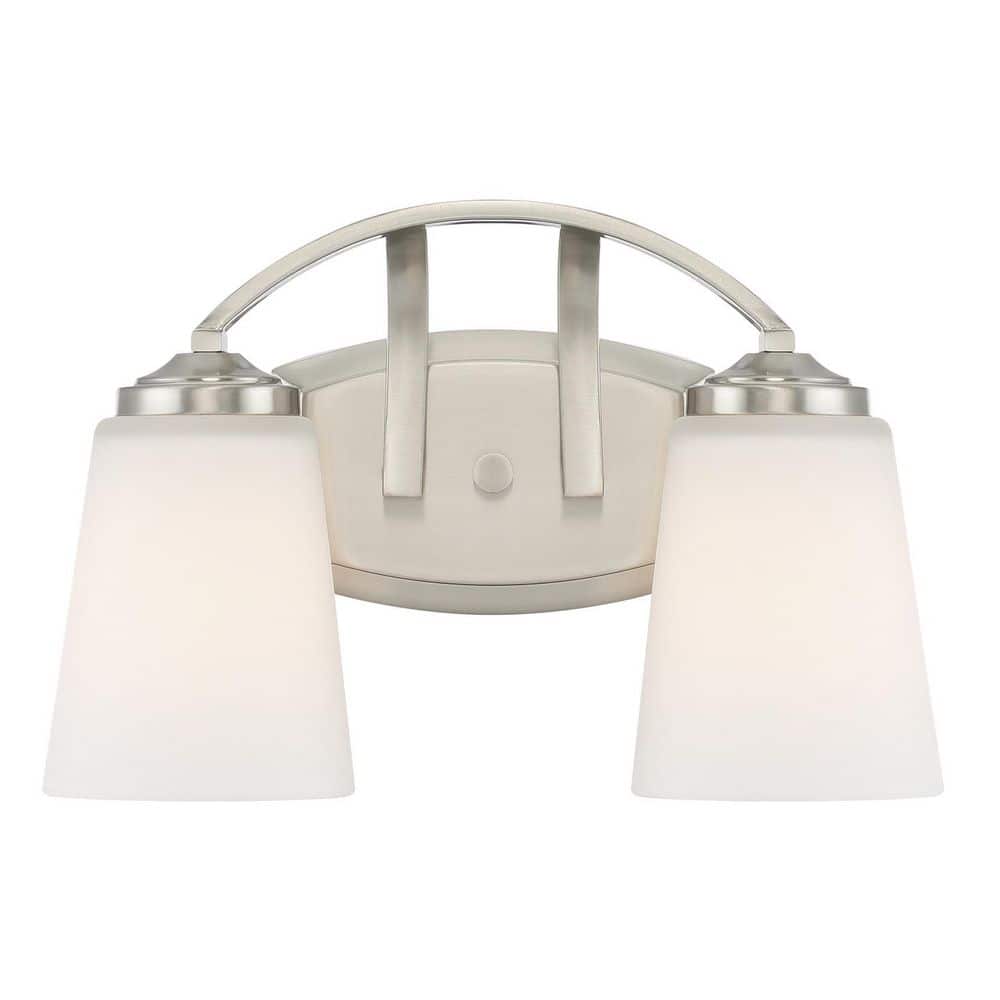 Brushed Nickel 2-Light Dimmable Bathroom Vanity Fixture