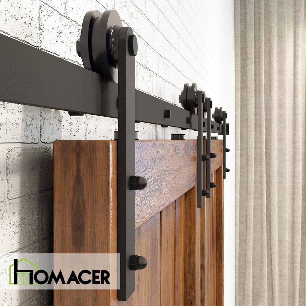 Black Heavy-Duty Double Door Sliding Barn Hardware Kit, 60-inch