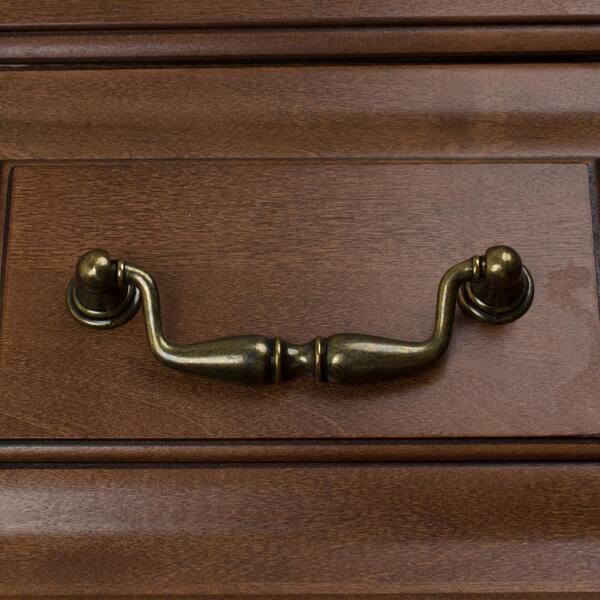 Set of 2 Antique Brass Furniture Drawer Bail Drop Swing Pulls Handle 
