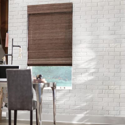 Modern Farmhouse Cut-to-Size Espresso Flat-Weave Cordless Light-Filtering Bamboo Shade - 20 in. W x 48 in. L