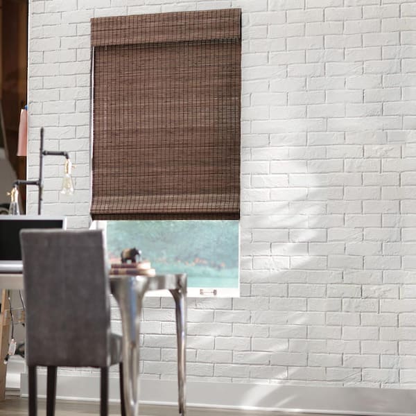 Home Decorators Collection Modern Farmhouse Cut-to-Size Espresso Flat-Weave Cordless Light-Filtering Bamboo Shade - 33.5 in. W x 48 in. L