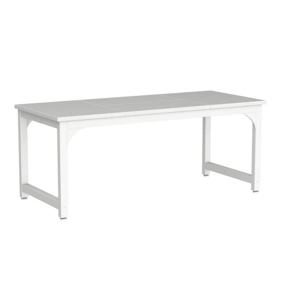 31.49 in. Rectangular White Minimalist Wood Writing Desk with White Metal Frame