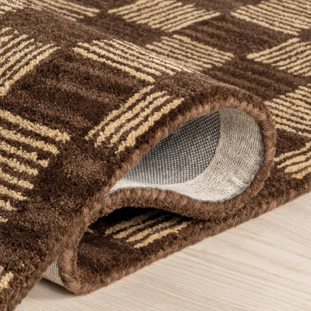 Handmade Brown Wool Rectangular Tufted Area Rug, 5' x 8'