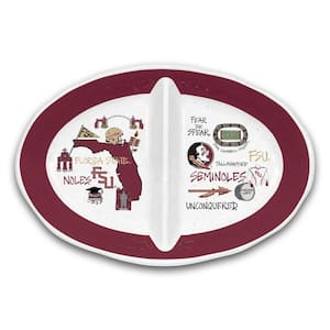 Florida State 16.5 in. Assorted Colors 2 Section Melamine Serving Platter