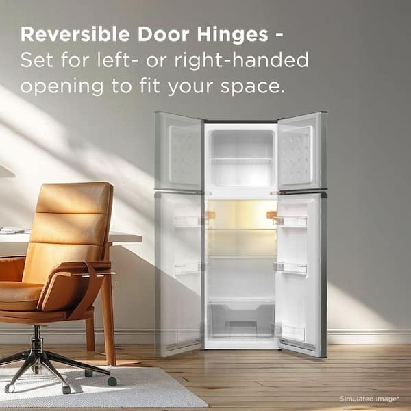 TCL 4.7 cu. ft. 2-Door Mini Refrigerator in Silver with Top