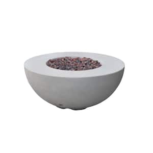Roca 34 in. x 15 in. Round Concrete Natural Gas Fire Bowl in Light Gray