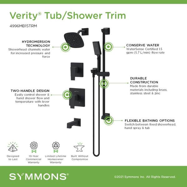 Verity Dusch- & Wannenarmatur Set – Wandmontiert, 2,0 GPM, Inkl. Brause, Auslauf & Griff (ohne Ventil)