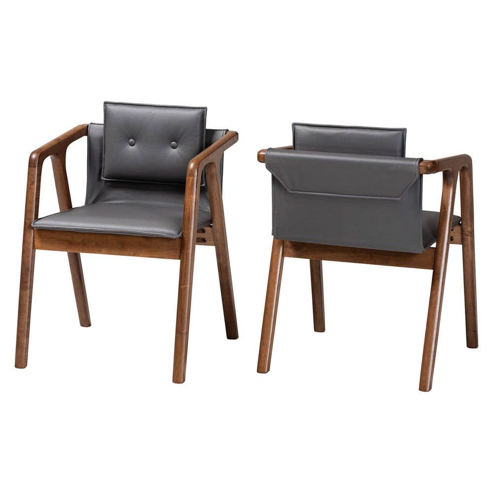 Marcena Grey and Walnut Brown Dining Chair (Set of 2)