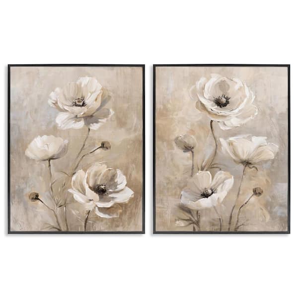 Stupell Industries Neutral Toned Flora by Nina Blue 2 Pieces Black Framed Nature Giclee Art Print 30 in. x 24 in.