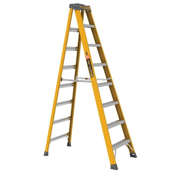 8 ft. Fiberglass Step Ladder with Maximum Reach of 12 ft. 5 in., 300 lbs Load Capacity