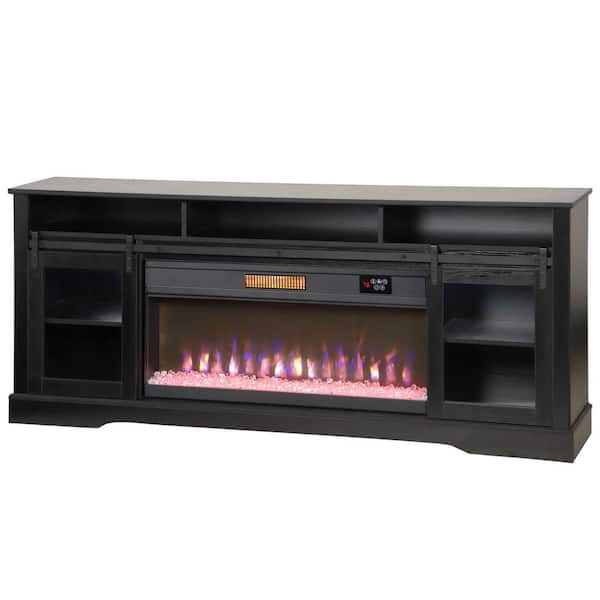 70 in. Freestanding Electric Fireplace TV Stand LED Media Console with Remote Storage Cabinets for TVs up to 80 in.