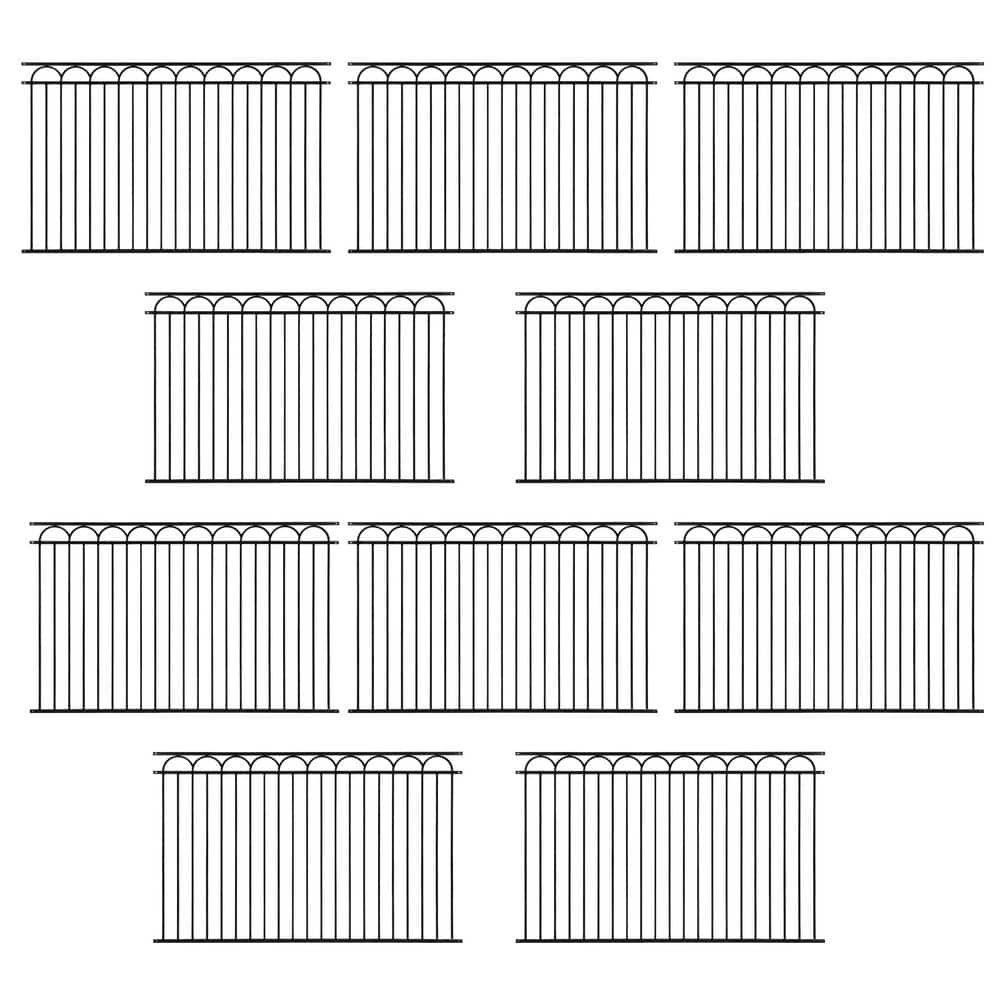Heavy Duty, Anti-Rust 8 ft. x 5 ft. Black Steel Space Bar Arc Decorative Garden Fence Panel (10-Pack) price history on PriceWatchPro