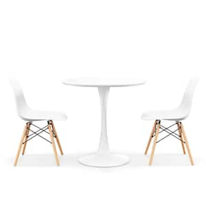 3-Piece Dining Kitchen Set Modern Round Dining Table Chairs Set for Small Space