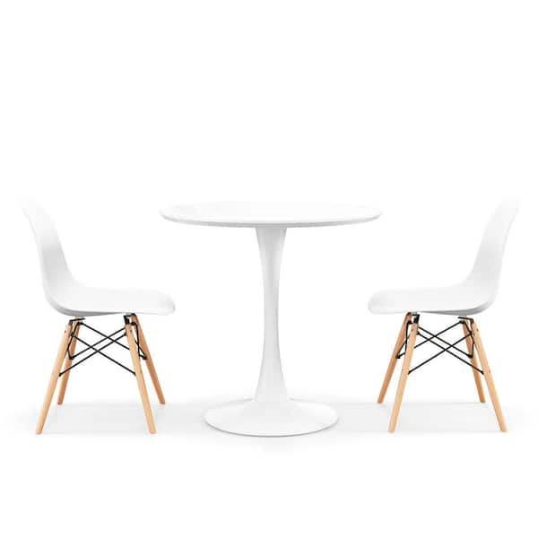 Gymax 3-Piece Dining Kitchen Set Modern Round Dining Table Chairs Set for Small Space