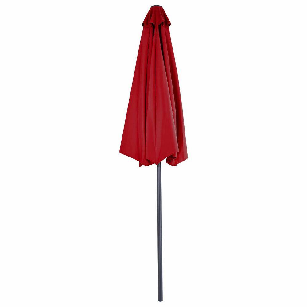 9 Ft Red Half Round Steel Patio Umbrella