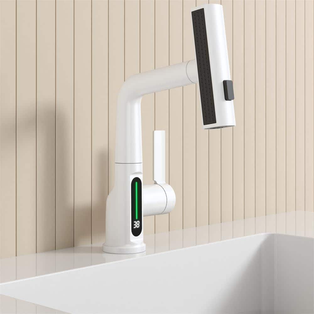 1-Piece 3-in-1 LED Temperature Bath Hardware Set Sink Faucet with Mounting 