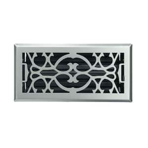 10 in. W x 4 in. H Floor Register in Classic Design and Satin Nickel Finish for Duct Opening of 10 in. W x 4 in. H