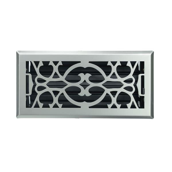 Venti Air 10 in. W x 4 in. H Floor Register in Classic Design and Satin Nickel Finish for Duct Opening of 10 in. W x 4 in. H