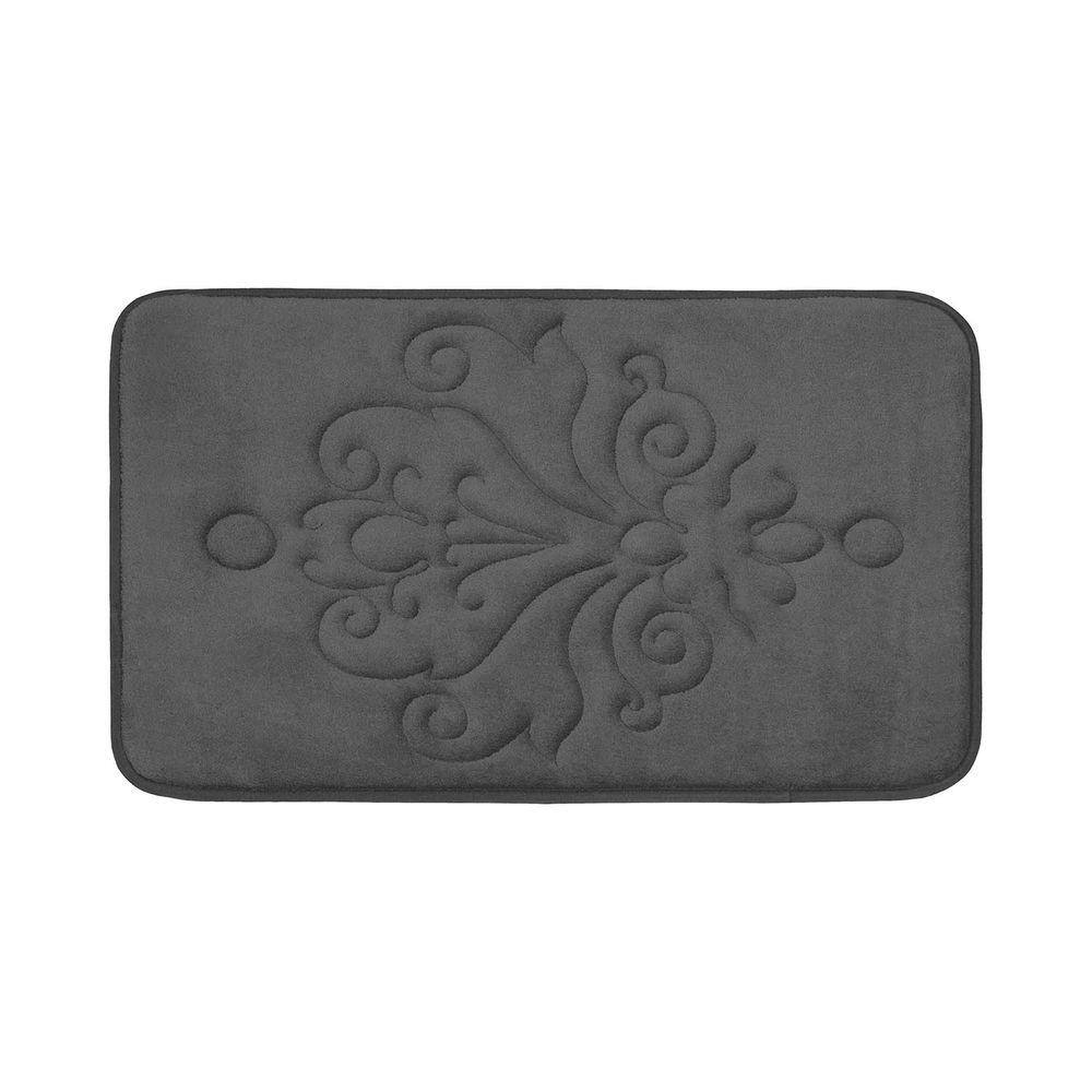 Reve Dark Gray 17 in. x 24 in. Memory Foam Bath Mat