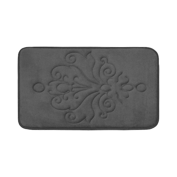 BounceComfort Reve Dark Gray 17 in. x 24 in. Memory Foam Bath Mat