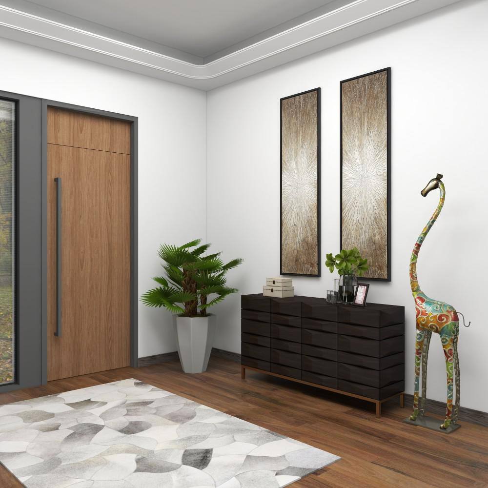Extra Large Multicolor Metal Giraffe Sculpture with Embossed Detailing