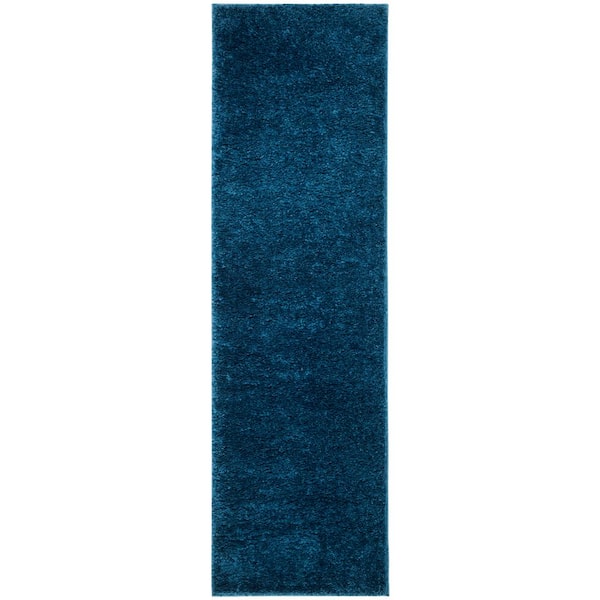 SAFAVIEH August Shag Navy 2 ft. x 6 ft. Solid Runner Rug