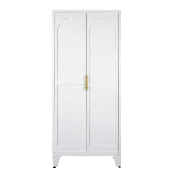 71 in. Metal Storage Cabinet: 2-Shapely Doors, Adjustable Shelves in White