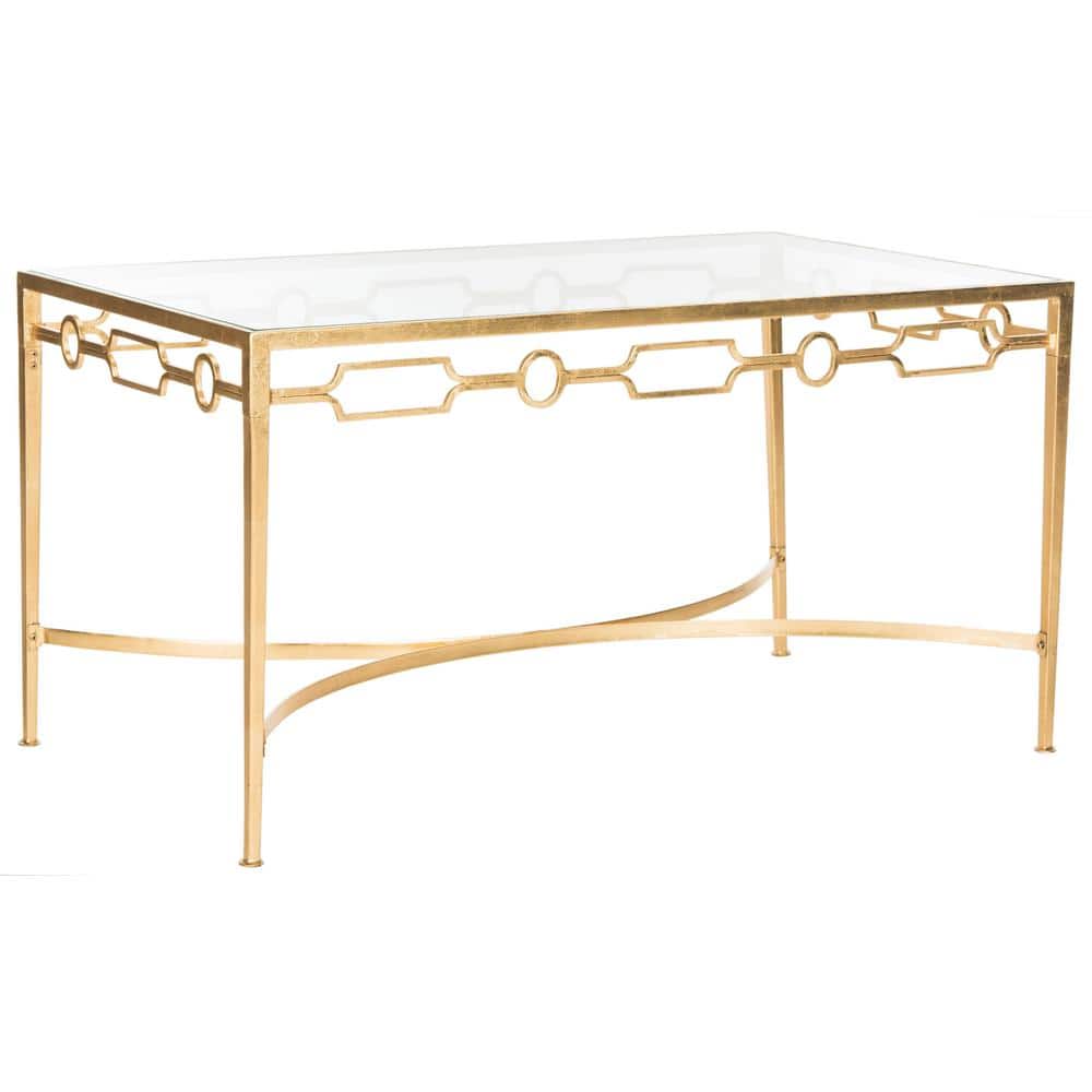 Rectangular Gold Glass Transitional Coffee Table