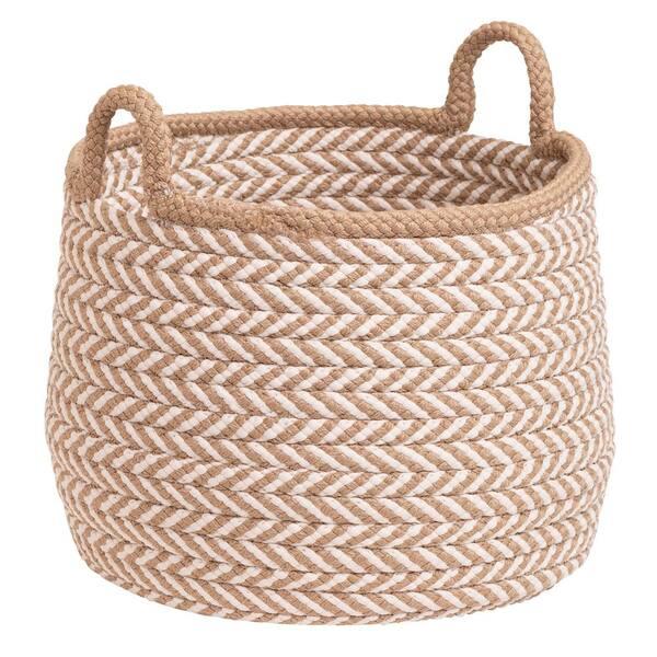 Colonial Mills Preve 15 in. x 15 in. x 15 in. Taupe and White Round Basket