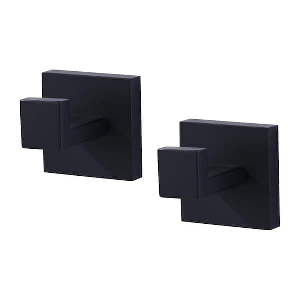 WOWOW Stainless Steel Single J-Hook Robe Towel Hook in Matte Black 2 Pack