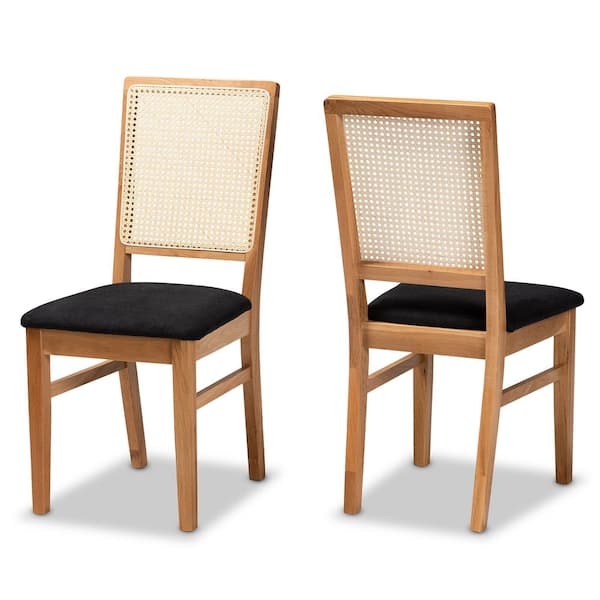 Baxton Studio Idris Black and Oak Brown Dining Chair (Set of 2)