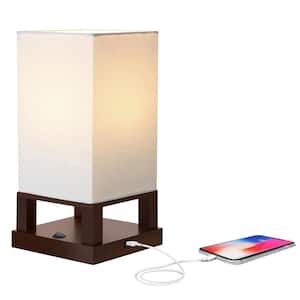 Maxwell 14 in. Havanah Brown Indoor Table Lamp with USB Port