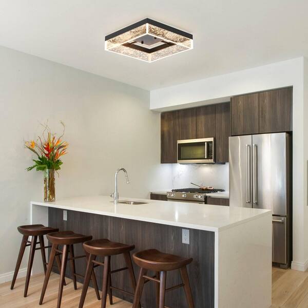 Genoci 11.81 in. 30-Watt Modern Black Square Dimmable Integrated