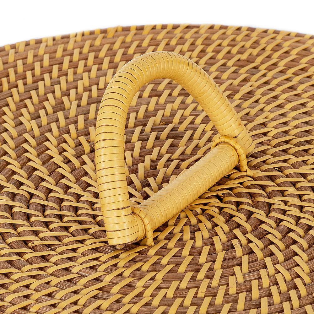 Handwoven Natural Wicker Lidded Laundry Hamper Set