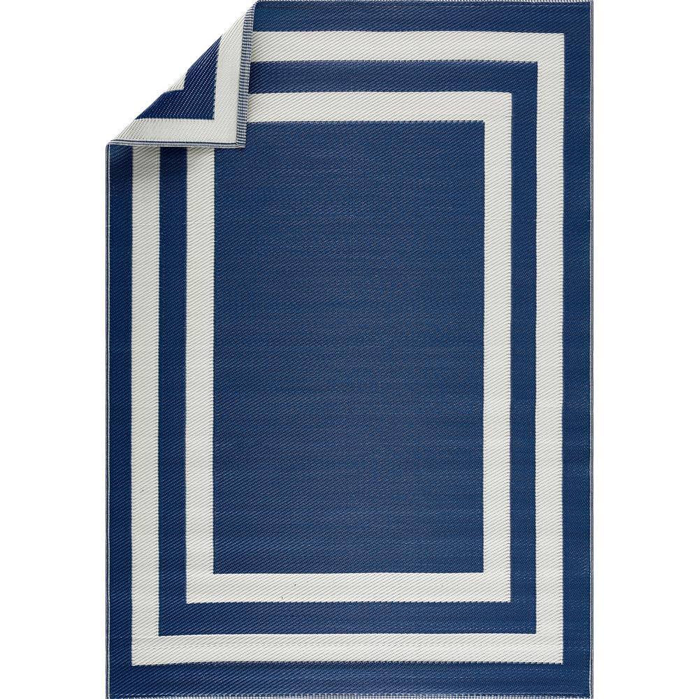 Paris Design Navy and Creme 4 ft. x 6 ft. Plastic Indoor/Outdoor Area ...