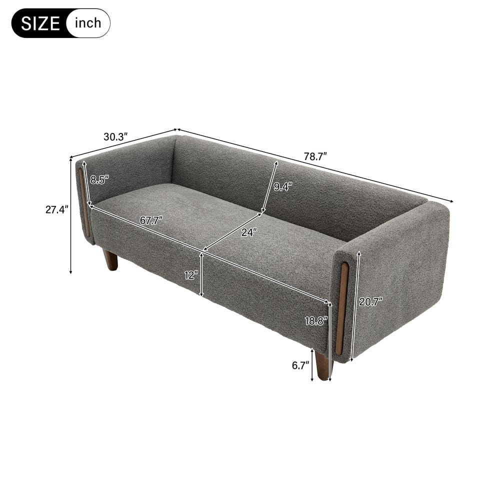 Dimension diagram profile of a sofa.