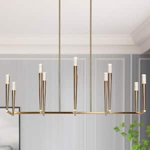 Florescentia 10-Light dimmable Integrated LED Plating Brass Candlestick Chandelier with Acrylic Diffuser