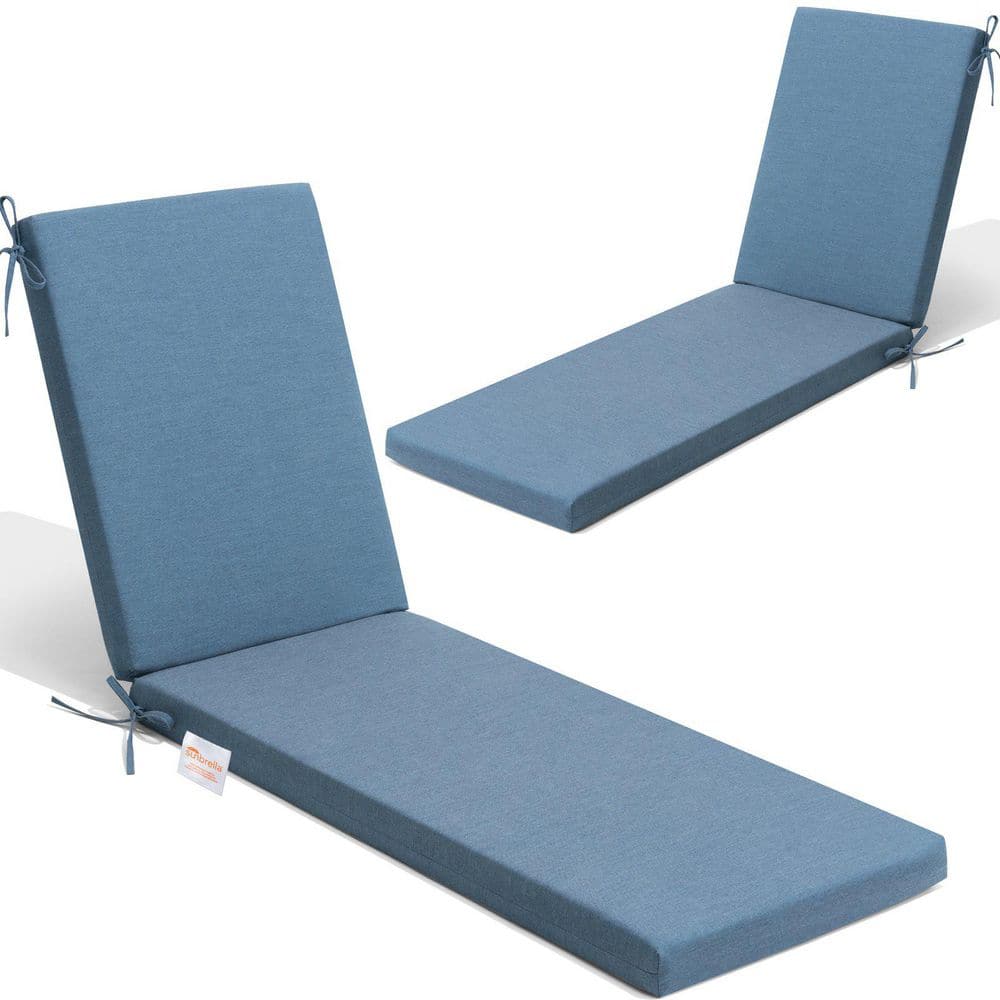 71.5 in. x 21 in. Sunbrella Outdoor Chaise Lounge Cushion in Pacific Blue (