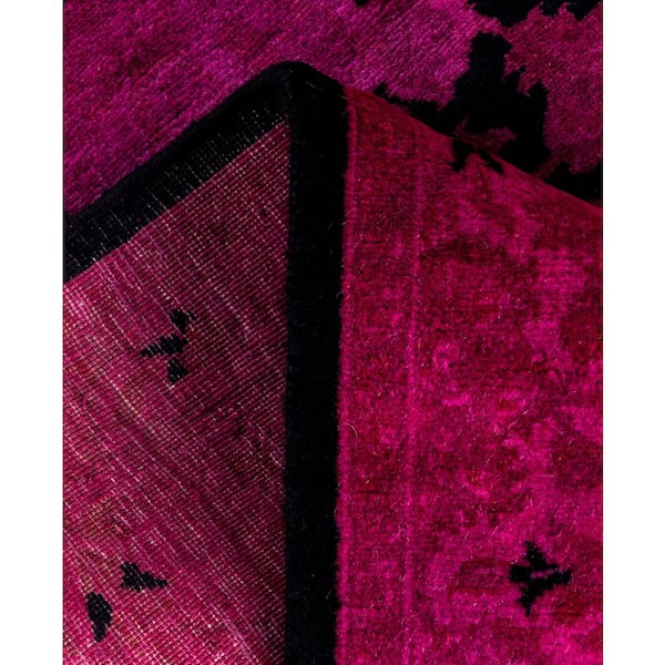 Overdyed Pink 3 ft. x 8 ft. Solid Wool Indoor Runner Rug