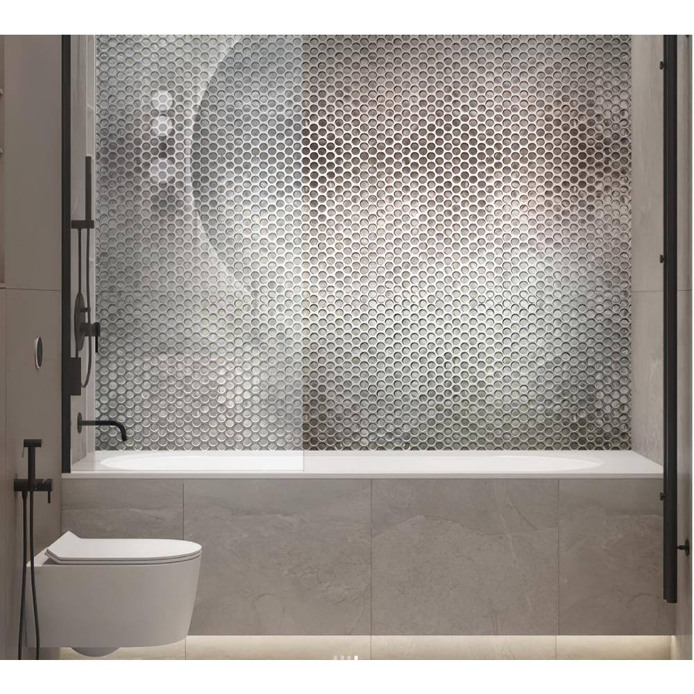 Silver Glass Penny Round Mosaic Tile 12.2" x 12.2" Sheet for Wall