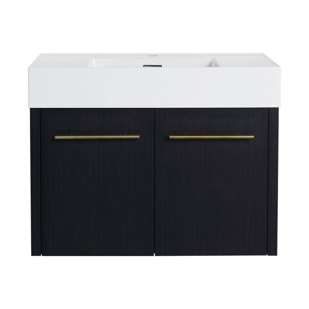 29.5 in. Floating Single Sink Black Chestnut Bath Vanity with White Resin Top price history on PriceWatchPro