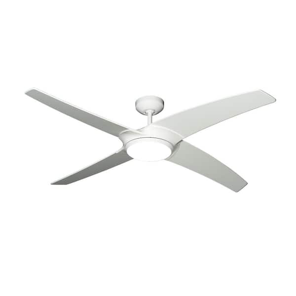 TroposAir Starfire 56 in. Pure White Ceiling Fan with LED Light